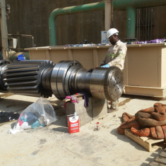 A pinion shaft change at Newmont Akyem mine site