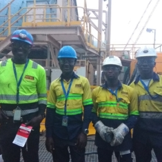 A TEAM WORKING AT THE NEWMONT AKYEM SITE